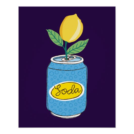 Citroen Soda Can met Fruit Branch – Fun Pop Art Perfect Poster (Voorkant)