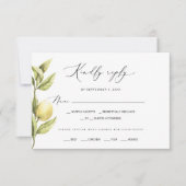 Citroen Sorrento Citrus Bruiloft RSVP Kaartje (Voorkant)