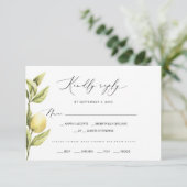 Citroen Sorrento Citrus Bruiloft RSVP Kaartje (Staand voorkant)