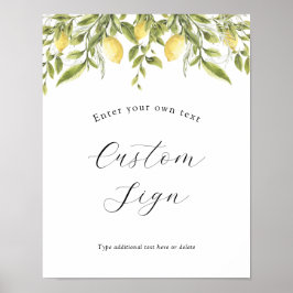 Citroen Tak en Groene Custom Tekst Bord Poster
