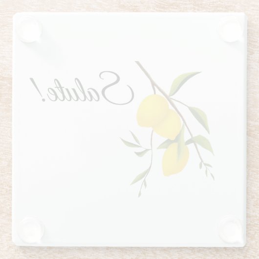 Citroen tak ontwerp met Salute! Glazen Onderzetter (Achterkant)