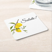 Citroen tak ontwerp met Salute! Kartonnen Onderzetters (Schuin)