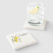 Citroen tak ontwerp met Salute! Stenen Onderzetter (Zijkant)