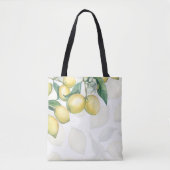 Citroen Takken Wit & Geel Landelijk Rustiek Chic Tote Bag (Voorkant)