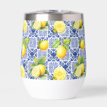 Citroen Tegel Blauw Wit Patroon Mediterraan Citrus
