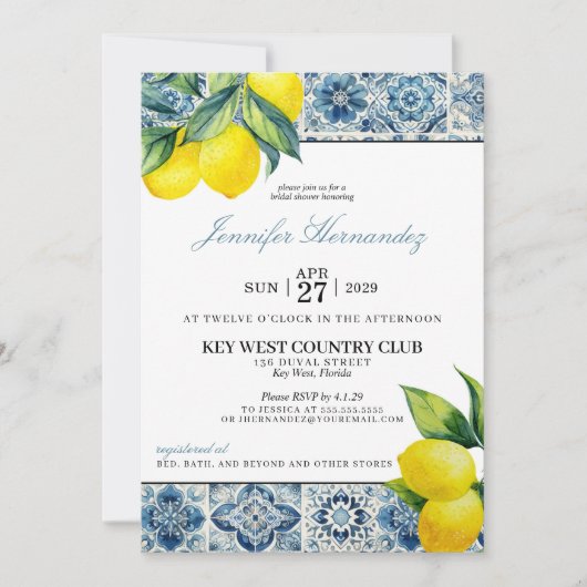 Citroen Tegel bruids doucheuitnodiging Kaart (Voorkant)