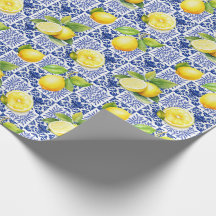 Citroen tegelpatroon blauw wit mediterraan citrus