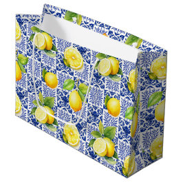 Citroen tegelpatroon blauw wit Mediterraan citrus Groot Cadeauzakje