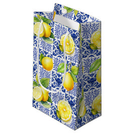 Citroen tegelpatroon blauw wit mediterraan citrus klein cadeauzakje
