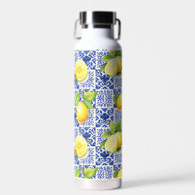 Citroen tegelpatroon blauw wit mediterraan citrus