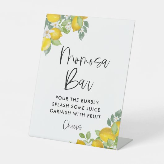 Citroen Thema Baby Shower Momosa Bar Bord Reclamebord Met Voetstuk (Voorkant)