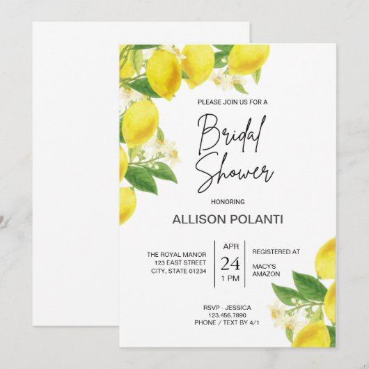 citroen thema Vrijgezellenfeest nodigt uit Kaart (Voorkant / Achterkant)