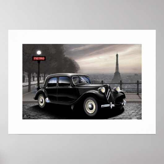 Citroen Traction Avant Poster Illustratie (Voorkant)