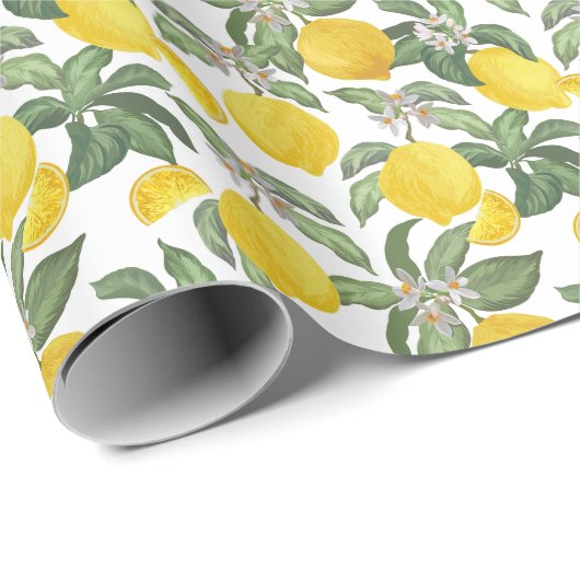 Citroen: tropisch fruit  naadloos cadeaupapier (Rol Hoek)