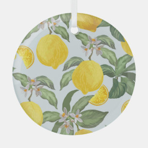 Citroen Tropisch Fruit Patroon Glas Ornament