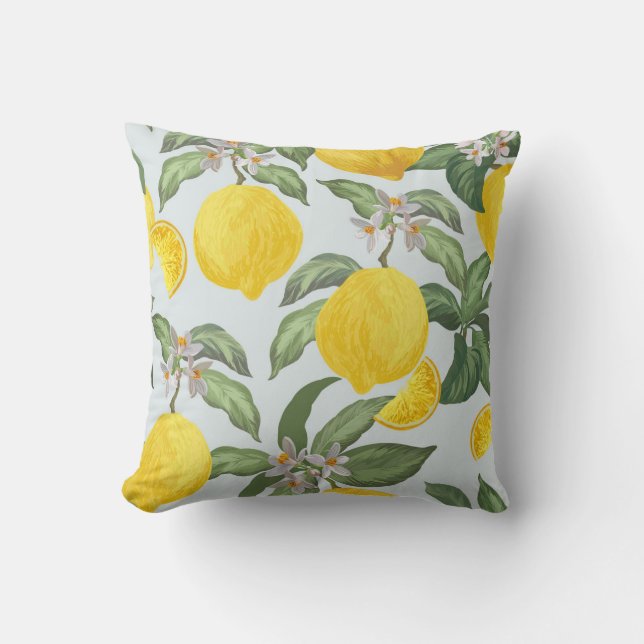 Citroen Tropisch Fruit  Patroon Kussen (Voorkant)