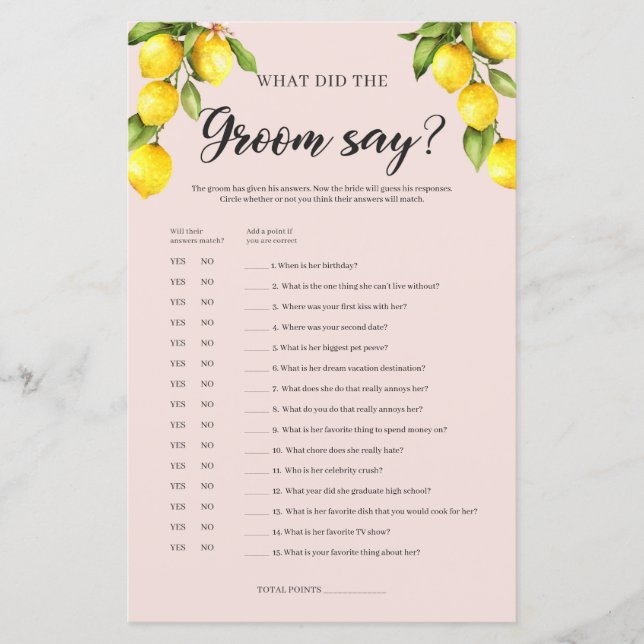 Citroen trouwfeest Wat de bruidegom zei spel (Voorkant)