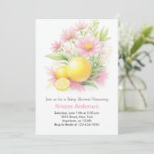 Citroen Tuin Viering Roze Meisje Baby shower Kaart (Staand voorkant)