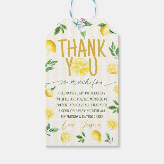 Citroen Verjaardag Favor Tags Cadeaulabel (Voorkant)