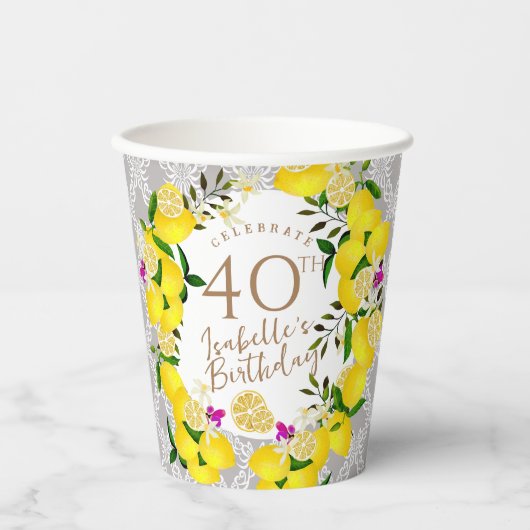 Citroen Verjaardag Papieren Bekers (Voorkant)