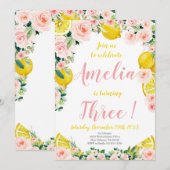 citroen Verjaardag Uitnodiging, 3e Verjaardag Kaart (Voorkant / Achterkant)