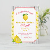 Citroen Verjaardag Uitnodiging Lemonade 1e Verjaar (Staand voorkant)