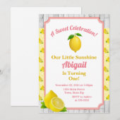 Citroen Verjaardag Uitnodiging Lemonade 1e Verjaar (Voorkant / Achterkant)