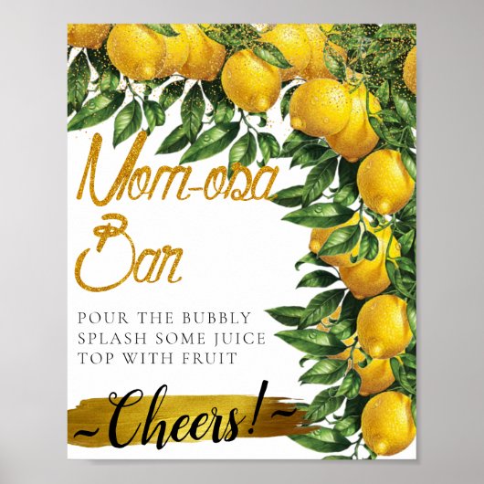 Citroen Versierd Elegant Mimosa Bar Bord Poster (Voorkant)