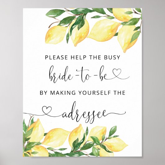 Citroen Vrijgezellenfeest Adres en Envelop Poster (Voorkant)