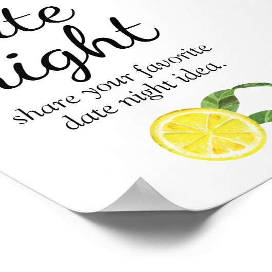 Citroen Vrijgezellenfeest Datum Nachtbord Poster (Hoek)