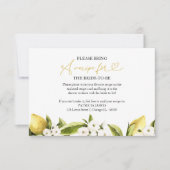 Citroen Vrijgezellenfeest Recept Aanvraag Kaart (Voorkant)