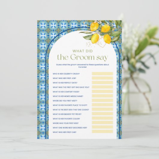 Citroen Vrijgezellenfeest Wat bruidegom zeggen spe Kaart (Staand voorkant)