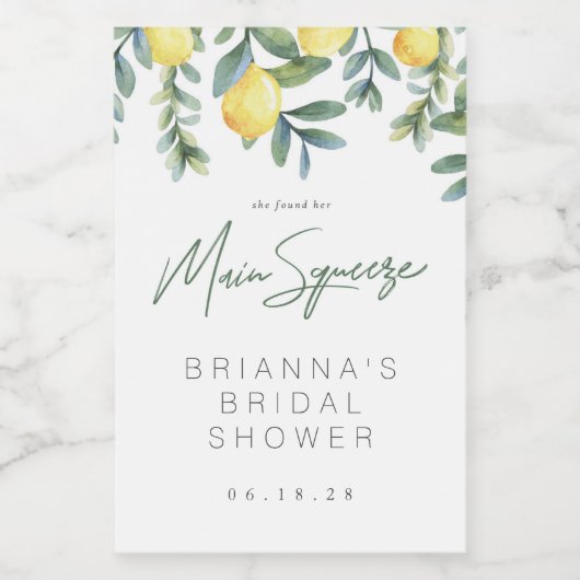 Citroen Vrijgezellenfeest Wijnlabel, Main squeeze Wijn Etiket (Enkel label)