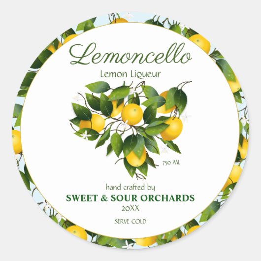Citroen Vrucht Limoncello Ronde Sticker (Voorkant)
