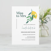 Citroen Vrucht Miss tot Mrs Bruiloft Bridal Shower Kaart (Staand voorkant)