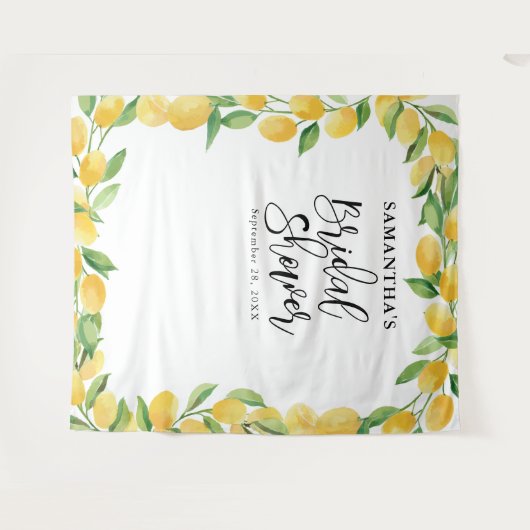 Citroen Watercolor Citrusfruit Bruiloftsfeest Wandkleed (Voorkant (horizontaal))