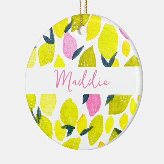 Citroen waterverf aangepaste naam keramisch ornament (Links)