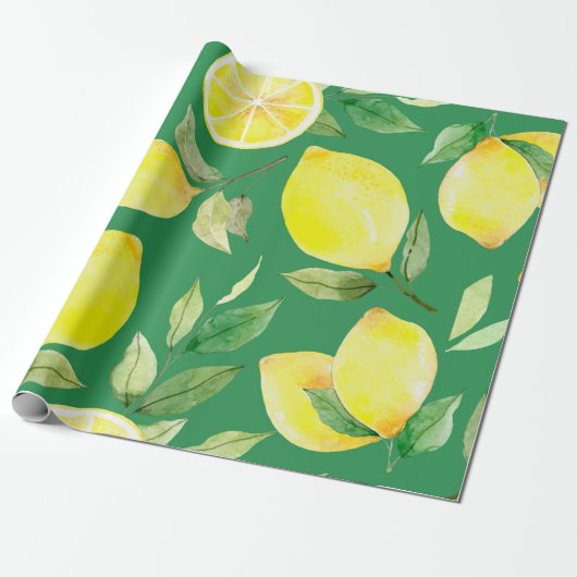 citroen, waterverf, achtergrond, vruchten, behang cadeaupapier (Uitgerold)