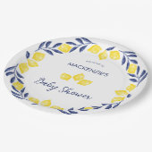 Citroen Waterverf Baby shower gepersonaliseerd Papieren Bordje (Gekanteld)