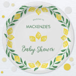 Citroen Waterverf Baby shower gepersonaliseerd Papieren Bordje<br><div class="desc">Dit frisse en leuke waterverf citruscitroen ontwerp in zingy geel en groen zal de essentie van een vrolijke zonnige dag vastleggen. Perfect voor een baby shower brunch of een middagtheefeest. Het waterverf citroenontwerp zorgt ervoor dat uw gasten zich energiek en enthousiast voelen over het aankomende happy event. Wijzig alle details...</div>