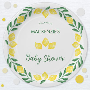 Citroen Waterverf Baby shower gepersonaliseerd Papieren Bordje