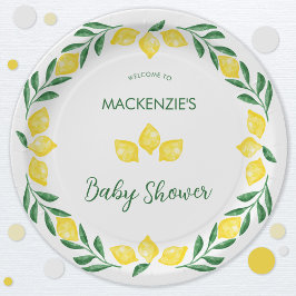 Citroen Waterverf Baby shower gepersonaliseerd Papieren Bordje
