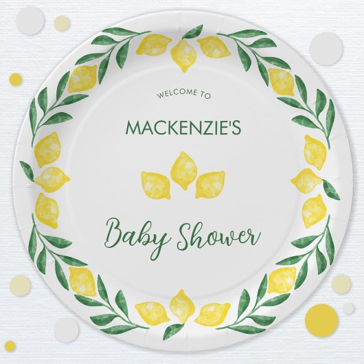 Citroen Waterverf Baby shower gepersonaliseerd Papieren Bordje