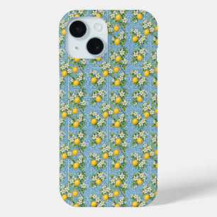 Citroen Waterverf Blauwe Mediterrane Tegels Patroo iPhone 15 Case