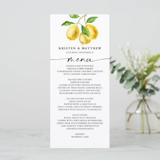 Citroen Waterverf Citrus Menu (Staand voorkant)
