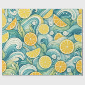 Citroen Waterverf Citrus Summer Spring Botanical Cadeaupapier (Vlak)