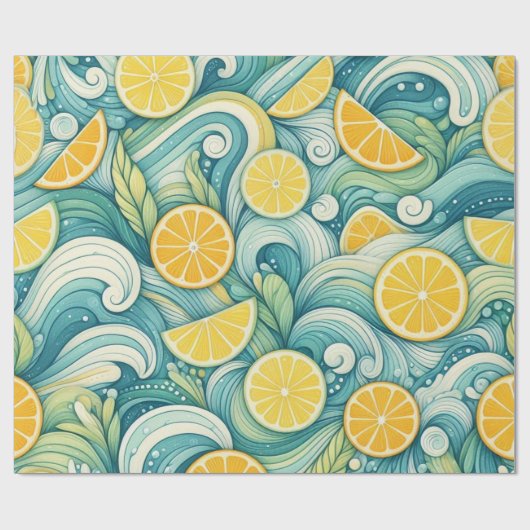 Citroen Waterverf Citrus Summer Spring Botanical Cadeaupapier (Vlak)