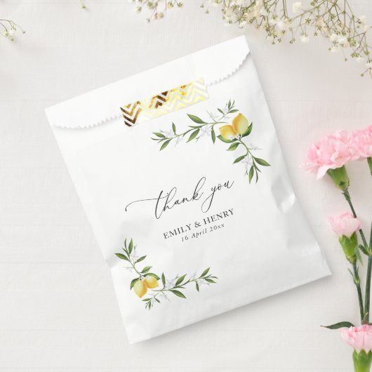 Citroen waterverf groen Bloemen bruiloft Dank u Bedankzakje (Gezegeld)