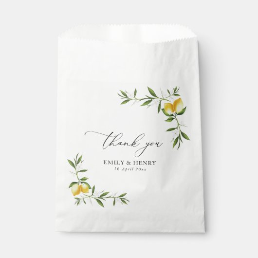 Citroen waterverf groen Bloemen bruiloft Dank u Bedankzakje (Voorkant)