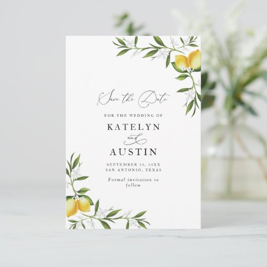 Citroen waterverf groen Bloemen Kaart (Staand voorkant)